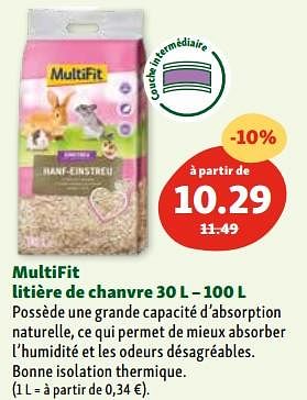 Promoties Multifit litière de chanvre - Multifit - Geldig van 30/04/2024 tot 06/05/2024 bij Maxi Zoo