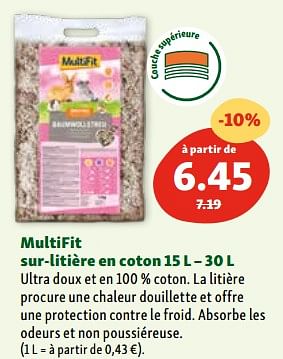 Promoties Multifit sur-litière en coton - Multifit - Geldig van 30/04/2024 tot 06/05/2024 bij Maxi Zoo