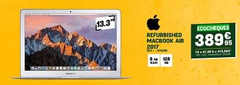 Promotions Apple refurbished macbook air 2017 eco + - Apple - Valide de 24/04/2024 à 05/05/2024 chez Electro Depot