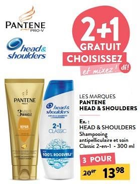 Promoties Head + shoulders shampooing antipelliculaire et soin classic 2-en-1 - Head & Shoulders - Geldig van 24/04/2024 tot 07/05/2024 bij DI
