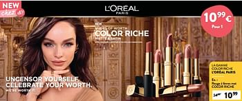 Promoties Rouge à lèvres mat color riche - L'Oreal Paris - Geldig van 24/04/2024 tot 07/05/2024 bij DI
