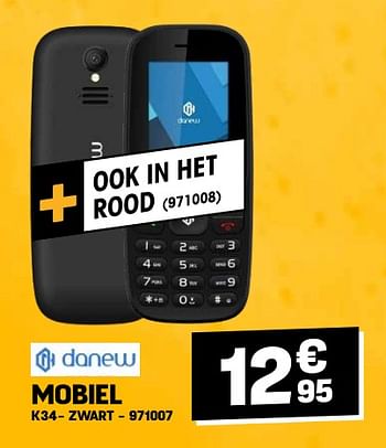 Promoties Danew mobiel k34- zwart - Danew - Geldig van 24/04/2024 tot 05/05/2024 bij Electro Depot