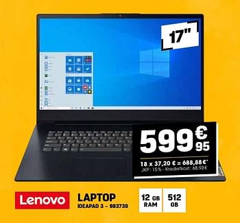 Promotions Lenovo laptop ideapad 3 - Lenovo - Valide de 24/04/2024 à 05/05/2024 chez Electro Depot