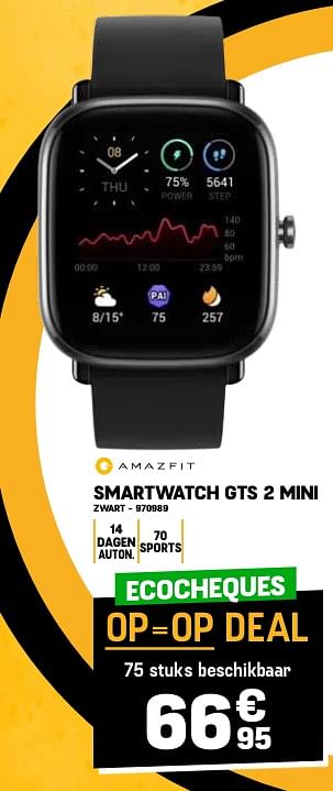 Promotions Amazfit smartwatch gts 2 mini zwart - Amazfit - Valide de 24/04/2024 à 05/05/2024 chez Electro Depot