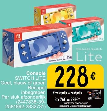 Promoties Console switch lite - Nintendo - Geldig van 30/04/2024 tot 13/05/2024 bij Cora