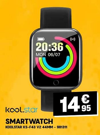 Promoties Smartwatch koolstar ks-f43 v2 44mm - Kool.Star - Geldig van 24/04/2024 tot 05/05/2024 bij Electro Depot