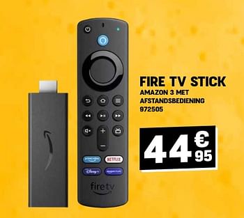 Promoties Fire tv stick amazon 3 met afstandsbediening - Amazon - Geldig van 24/04/2024 tot 05/05/2024 bij Electro Depot