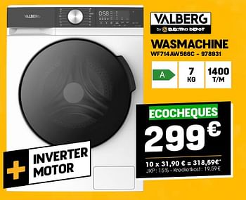 Promotions Valberg wasmachine wf714aw566c - Valberg - Valide de 24/04/2024 à 05/05/2024 chez Electro Depot