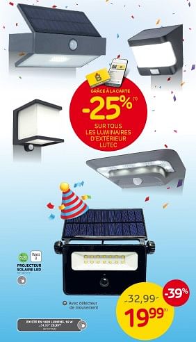 Promoties Projecteur solaire led - Lutec - Geldig van 26/04/2024 tot 13/05/2024 bij Brico