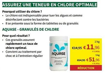 Promotions Aquase - granulés de chlore - Aquase - Valide de 24/04/2024 à 05/05/2024 chez Horta