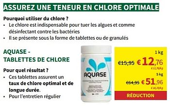 Promotions Aquase - tablettes de chlore - Aquase - Valide de 24/04/2024 à 05/05/2024 chez Horta