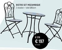 Promoties Bistro set mozambique 2 stoelen + tafel - Huismerk - Free Time - Geldig van 28/04/2024 tot 02/06/2024 bij Freetime