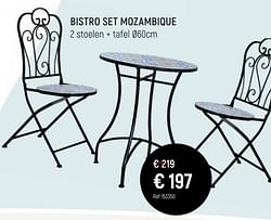 Bistro set mozambique 2 stoelen + tafel