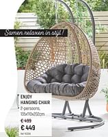 Promoties Enjoy hanging chair - Huismerk - Free Time - Geldig van 28/04/2024 tot 02/06/2024 bij Freetime