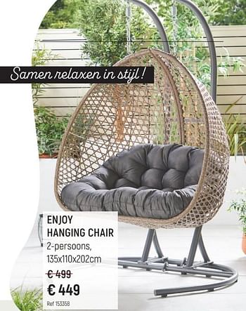 Promotions Enjoy hanging chair - Produit maison - Free Time - Valide de 28/04/2024 à 02/06/2024 chez Freetime