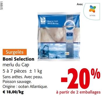 Promoties Boni selection merlu du cap - Boni - Geldig van 24/04/2024 tot 07/05/2024 bij Colruyt