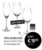 Promoties Tinta wijnglazen - S&P - Geldig van 28/04/2024 tot 02/06/2024 bij Freetime