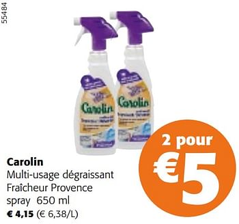 Promoties Carolin multi-usage dégraissant fraîcheur provence spray - Carolin - Geldig van 24/04/2024 tot 07/05/2024 bij Colruyt