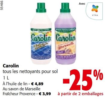 Promoties Carolin tous les nettoyants pour sol - Carolin - Geldig van 24/04/2024 tot 07/05/2024 bij Colruyt
