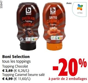 Promotions Boni selection tous les toppings - Boni - Valide de 24/04/2024 à 07/05/2024 chez Colruyt