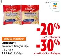 Promotions Entremont emmental français râpé - Entre Mont - Valide de 24/04/2024 à 07/05/2024 chez Colruyt