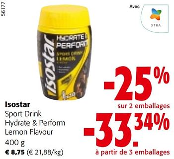 Promotions Isostar sport drink hydrate + perform lemon flavour - Isostar - Valide de 24/04/2024 à 07/05/2024 chez Colruyt