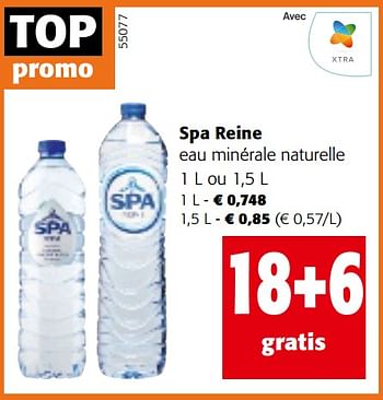 Promotions Spa reine eau minérale naturelle - Spa - Valide de 24/04/2024 à 07/05/2024 chez Colruyt