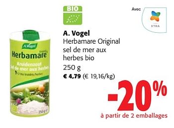 Promoties A. vogel herbamare original sel de mer aux herbes bio - A. Vogel - Geldig van 24/04/2024 tot 07/05/2024 bij Colruyt