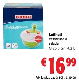 Promoties Leifheit essoreuse à salade - Leifheit - Geldig van 24/04/2024 tot 07/05/2024 bij Colruyt