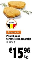 Promotions Poulet pané tomate et mozzarella - Produit maison - Colruyt - Valide de 24/04/2024 à 07/05/2024 chez Colruyt