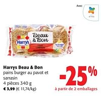 Promotions Harrys beau + bon pains burger au pavot et sarrasin - Harry's - Valide de 24/04/2024 à 07/05/2024 chez Colruyt