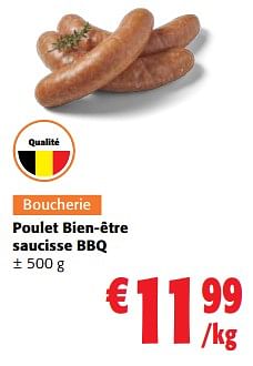 Promotions Poulet bien-être saucisse bbq - Produit maison - Colruyt - Valide de 24/04/2024 à 07/05/2024 chez Colruyt