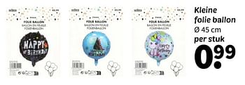 Promoties Kleine folie ballon - Huismerk - Wibra - Geldig van 25/04/2024 tot 09/05/2024 bij Wibra