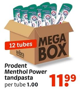 Promoties Prodent menthol power tandpasta - Prodent - Geldig van 25/04/2024 tot 09/05/2024 bij Wibra