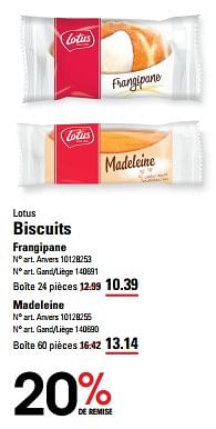 Promotions Biscuits frangipane - Lotus Bakeries - Valide de 25/04/2024 à 13/05/2024 chez Sligro