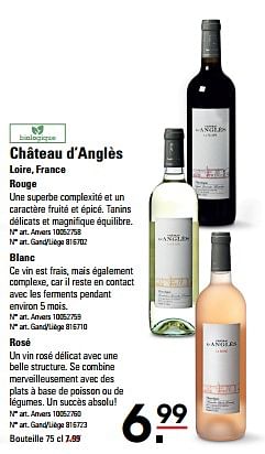 Promoties Château d’anglès loire, france rouge - Rode wijnen - Geldig van 25/04/2024 tot 13/05/2024 bij Sligro