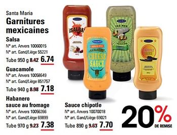 Promoties Garnitures mexicaines salsa - Santa Maria - Geldig van 25/04/2024 tot 13/05/2024 bij Sligro