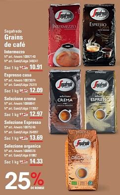 Promotions Grains de café intermezzo - Segafredo - Valide de 25/04/2024 à 13/05/2024 chez Sligro