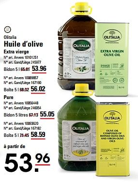 Promotions Huile d’olive extra vierge - Olitalia - Valide de 25/04/2024 à 13/05/2024 chez Sligro