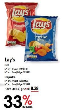Promoties Lay’s paprika - Lay's - Geldig van 25/04/2024 tot 13/05/2024 bij Sligro