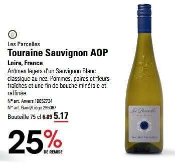 Promoties Les parcelles touraine sauvignon aop loire, france - Witte wijnen - Geldig van 25/04/2024 tot 13/05/2024 bij Sligro