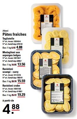Promoties Pâtes fraîches tagliatelle - Altoni - Geldig van 25/04/2024 tot 13/05/2024 bij Sligro