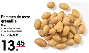 Promotions Pommes de terre grenaille mini - Produit Maison - Sligro - Valide de 25/04/2024 à 13/05/2024 chez Sligro