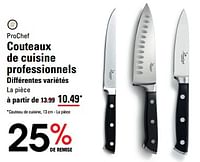 Promotions Prochef couteaux de cuisine professionnels - ProChef - Valide de 25/04/2024 à 13/05/2024 chez Sligro