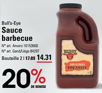 Promotions Sauce barbecue - Bull’s-Eye  - Valide de 25/04/2024 à 13/05/2024 chez Sligro