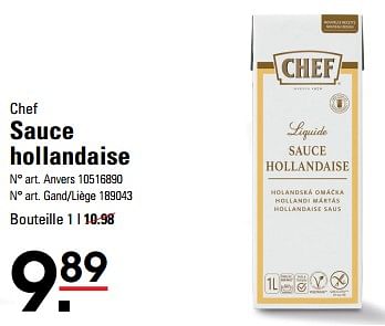 Promotions Sauce hollandaise - Chef - Valide de 25/04/2024 à 13/05/2024 chez Sligro