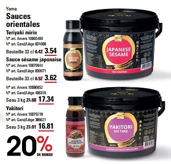 Promoties Sauces orientales teriyaki mirin - Yama - Geldig van 25/04/2024 tot 13/05/2024 bij Sligro