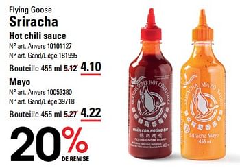 Promoties Sriracha hot chili sauce - Flying goose - Geldig van 25/04/2024 tot 13/05/2024 bij Sligro