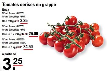 Promoties Tomates cerises en grappe doux - Huismerk - Sligro - Geldig van 25/04/2024 tot 13/05/2024 bij Sligro