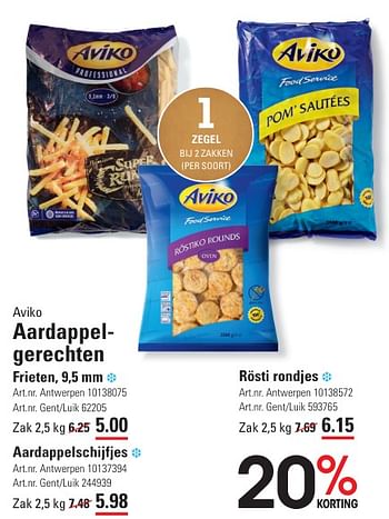 Promotions Aardappelgerechten frieten - Aviko - Valide de 25/04/2024 à 13/05/2024 chez Sligro